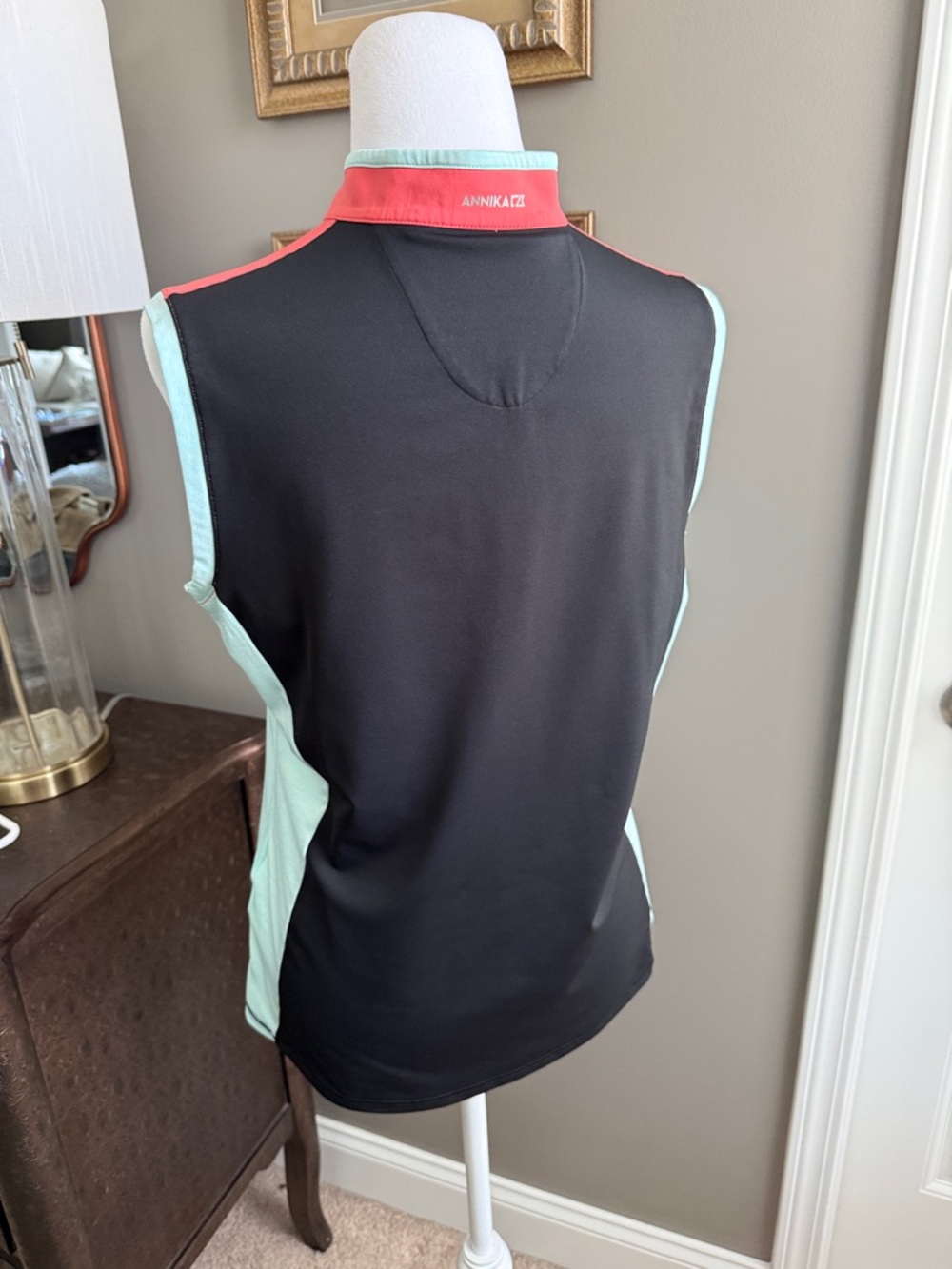 FedEx Cup Sleeveless Zip-Front Colorblock Tank Top - Coral, Black & Mint - Picture 4 of 5